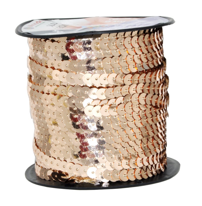 Mandala Crafts Mandala Craft 6mm Flat Sequin Strip Champagne Sequins on a Roll - Champagne Sequin Trim by The Yard - 100 Yds String Metallic Sequin Strand for Crafts Sequin Fringe Sewing - Image 1